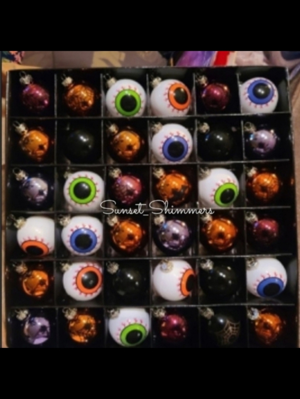 36pc Halloween eyeball spider web bat 1.5" Shatterproof Tree ornaments NEW